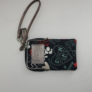 Coach poppy floral wristlet bag